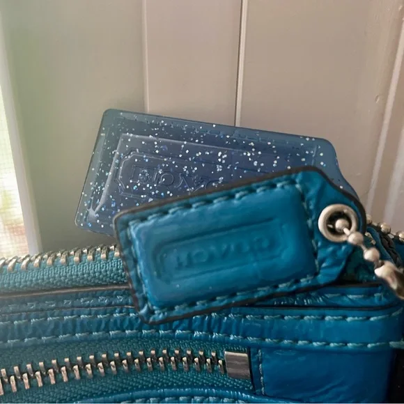 Coach Poppy Blue Leather Crossbody Bag with Silver Hardware - Picture 3 of 5